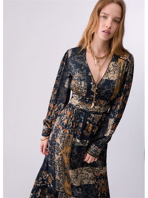 Abito lungo con balze LIU JO | WF6165TS061/L9156